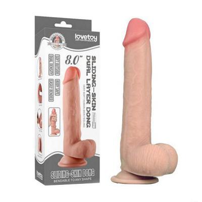 Dương vật giả dính tường siêu mềm Skin Dong 8.0 - Lovetoy Sliding không rung